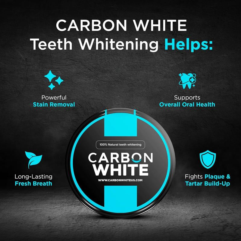 Carbon White – Charcoal Teeth Whitener Powder – Natural, Vegan, Coconut (30G) Organic Whitening - Teeth Whitening, Tooth Polish