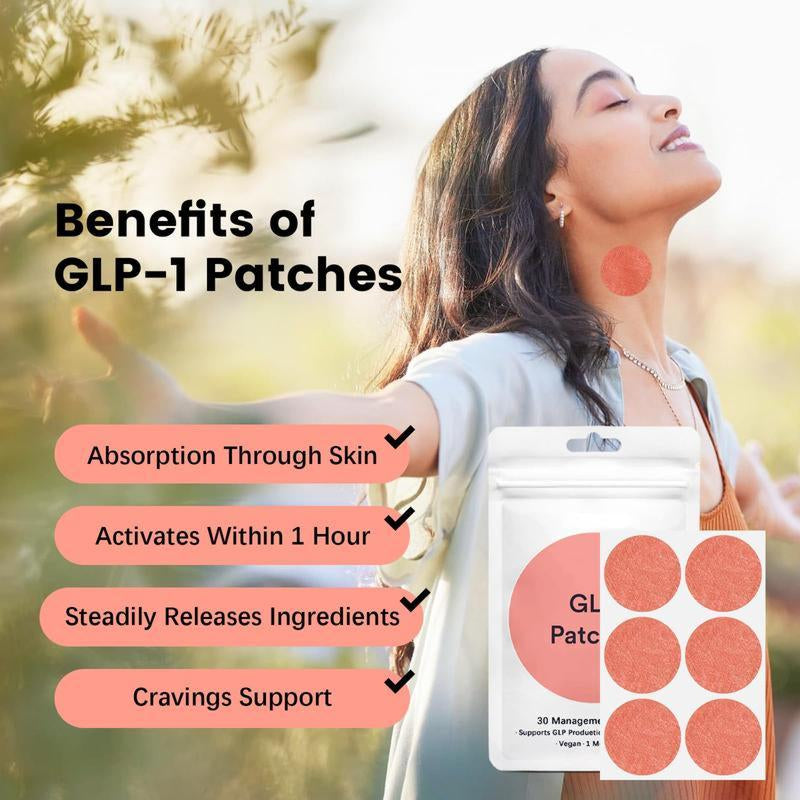 GLP-1 Patches with L Glutamine, Chromium, Cinnamon, Pomegranate and Berberine - 30 PCS - Firming Skin Therapy | Ultra - Comfortable Body Care for Women Daily Natural
