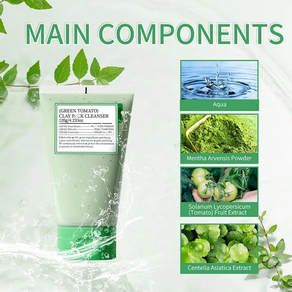 Green Tomato Mud Mask Moisturizing Pore Cleansing Refreshing Deeply Hydrating Nourishing Smoothing Facial Skin Care