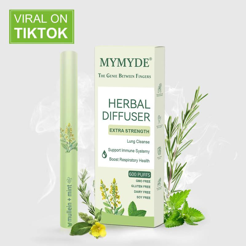 MYMYDE Thyme and Mint Extracts for Lung Detoxification and Oral Air Freshening, Herbal Diffusion Pen Relaxation Stick Solution Plant-Based Diffusion Pen with Mint Thyme