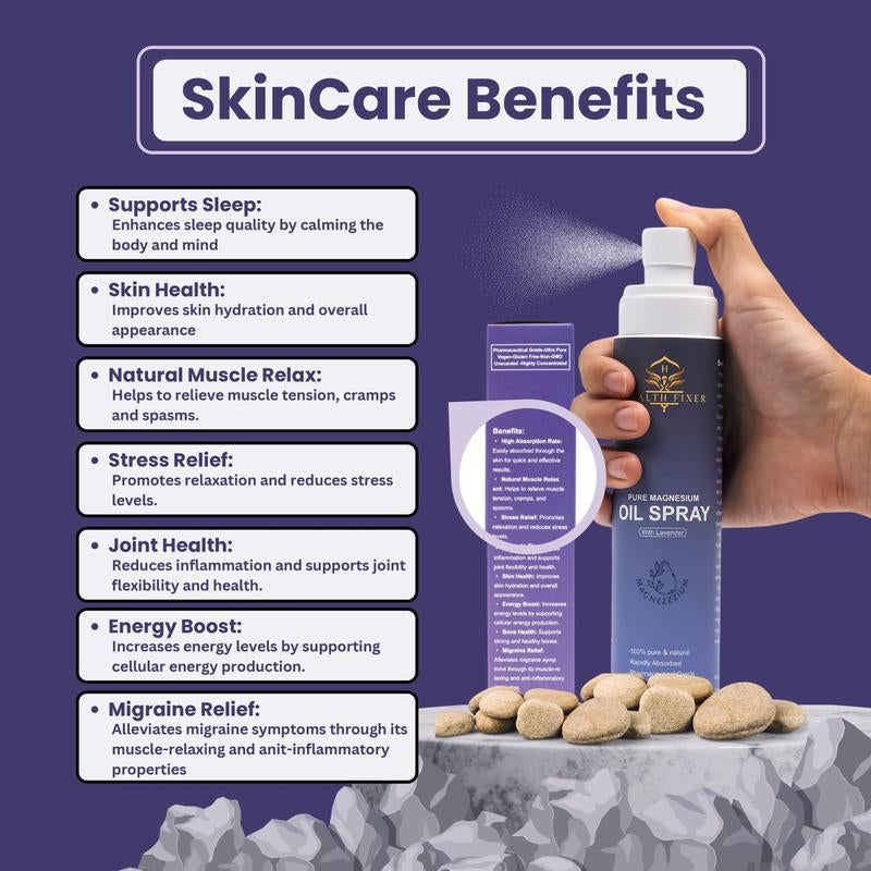 Health Fixer Pure Oil Spray with Lavender - Natural Sleep Aid & Muscle Relaxant, Skin Care & Stress Relief - USP Grade, 100% Pure & Rapidly Absorbed