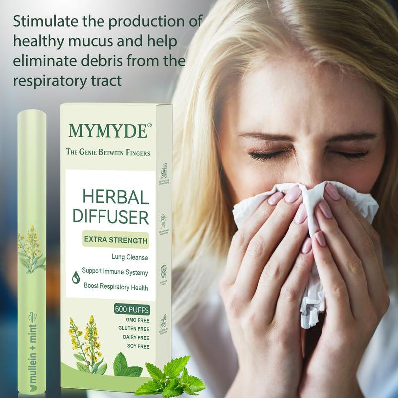 MYMYDE Thyme and Mint Extracts for Lung Detoxification and Oral Air Freshening, Herbal Diffusion Pen Relaxation Stick Solution Plant-Based Diffusion Pen with Mint Thyme