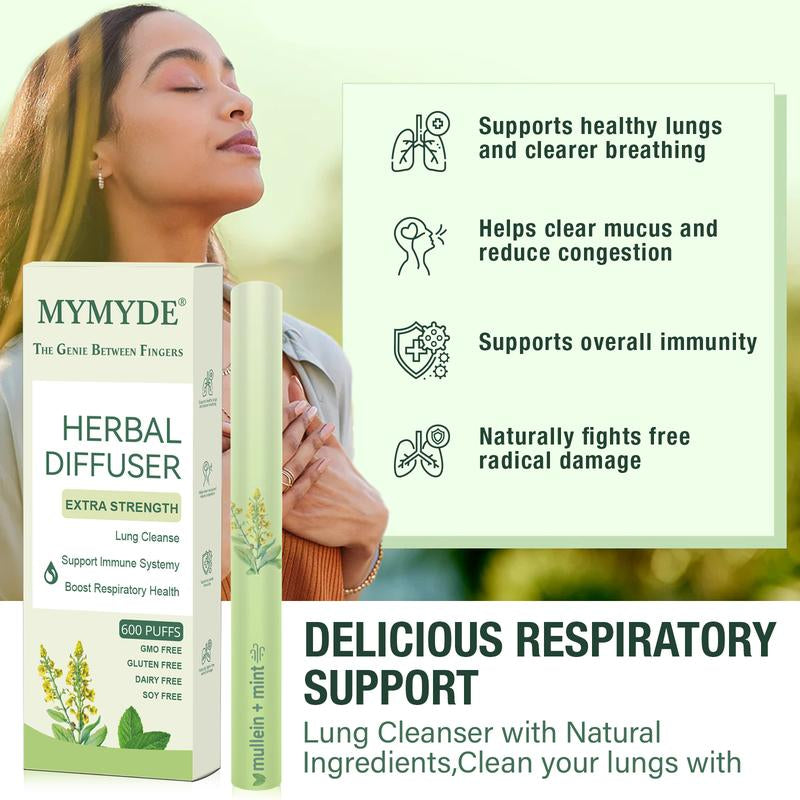 MYMYDE Thyme and Mint Extracts for Lung Detoxification and Oral Air Freshening, Herbal Diffusion Pen Relaxation Stick Solution Plant-Based Diffusion Pen with Mint Thyme