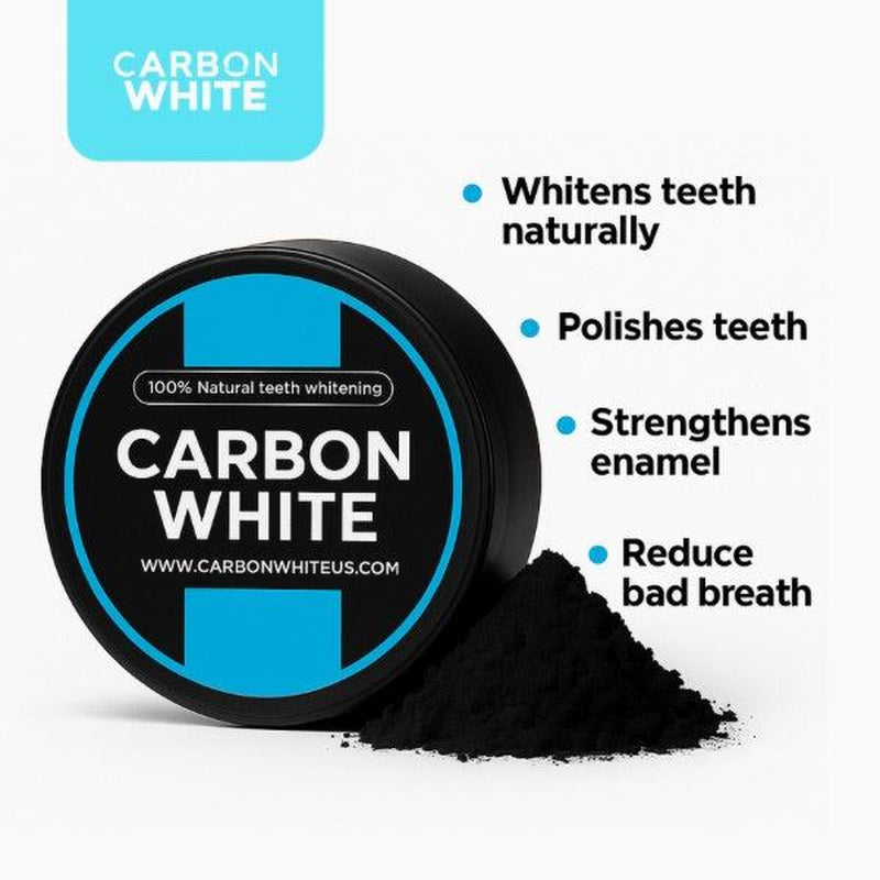 Carbon White – Charcoal Teeth Whitener Powder – Natural, Vegan, Coconut (30G) Organic Whitening - Teeth Whitening, Tooth Polish