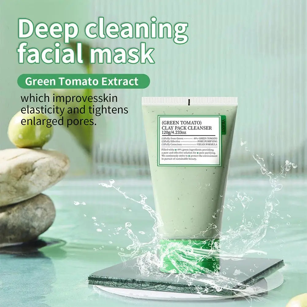 Green Tomato Mud Mask Moisturizing Pore Cleansing Refreshing Deeply Hydrating Nourishing Smoothing Facial Skin Care