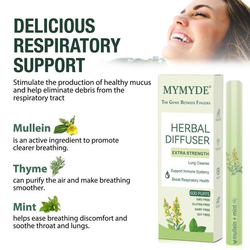 MYMYDE Thyme and Mint Extracts for Lung Detoxification and Oral Air Freshening, Herbal Diffusion Pen Relaxation Stick Solution Plant-Based Diffusion Pen with Mint Thyme