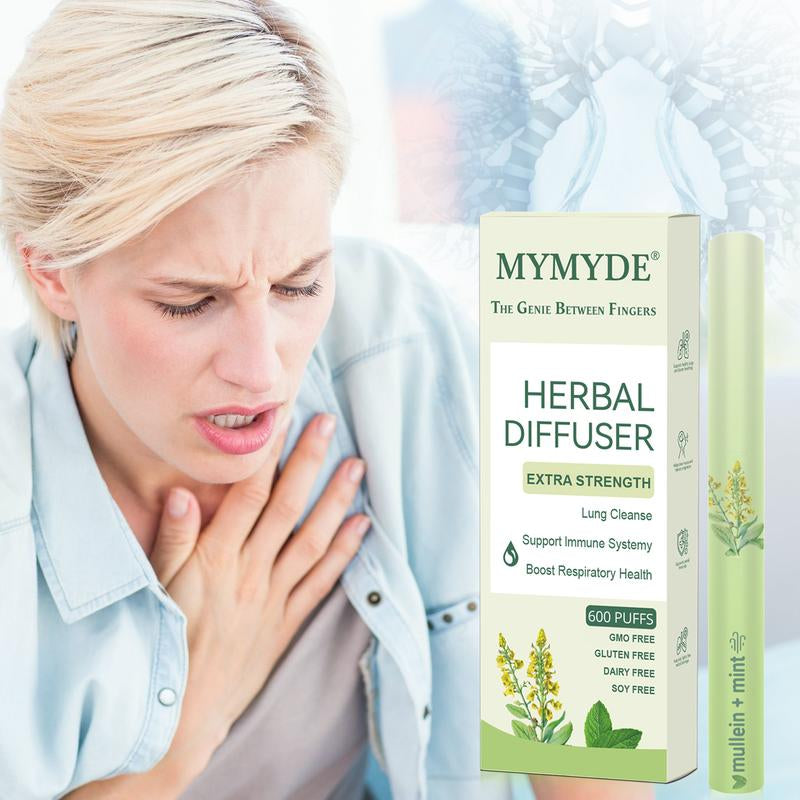 MYMYDE Thyme and Mint Extracts for Lung Detoxification and Oral Air Freshening, Herbal Diffusion Pen Relaxation Stick Solution Plant-Based Diffusion Pen with Mint Thyme