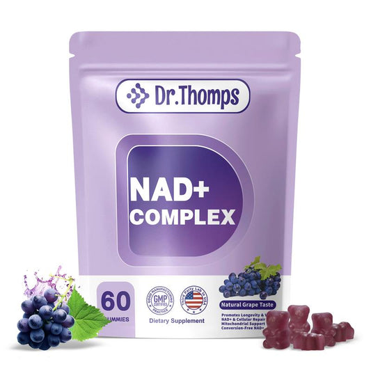 Dr. Thomps NAD+ Energy Gummies – Anti-Aging & Focus Support | Tasty Grape Flavor like Candy | Boost Brain & Cellular Health | 60 Count | for Men & Women | Vegan & Non-Gmo