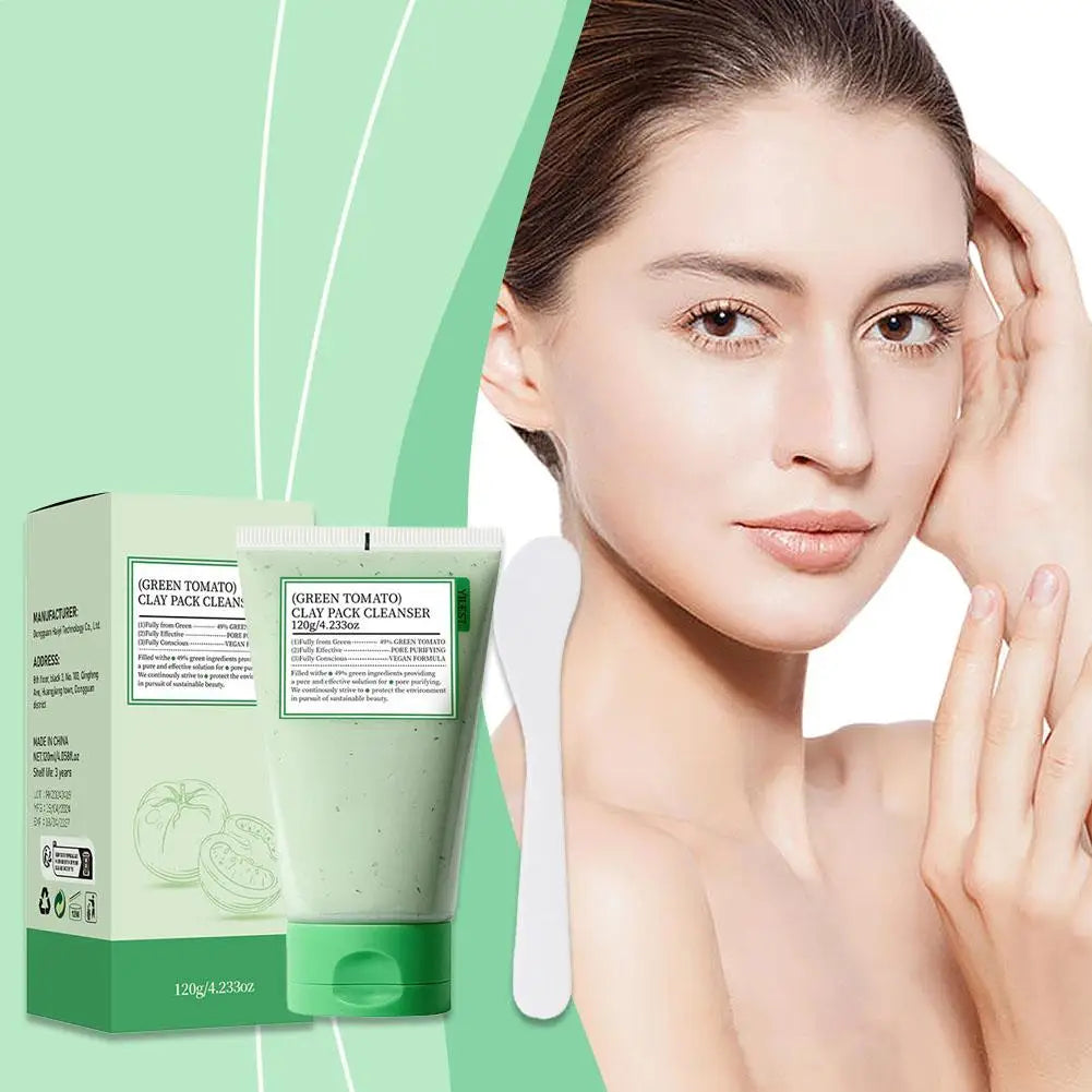 Green Tomato Mud Mask Moisturizing Pore Cleansing Refreshing Deeply Hydrating Nourishing Smoothing Facial Skin Care